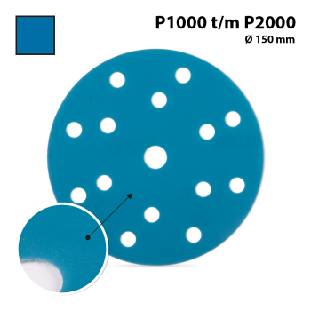 SANDING DISCS - BLUE 15 holes  Ø 150 mm - P1000 (100 pc)